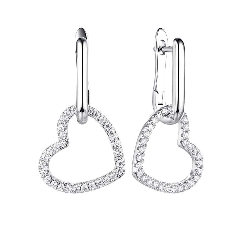 Серьги из серебра с фианитами