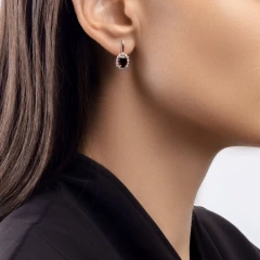 Серьги из красного золота с гранатами и фианитами