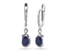 Серьги из серебра с корундами и цирконием