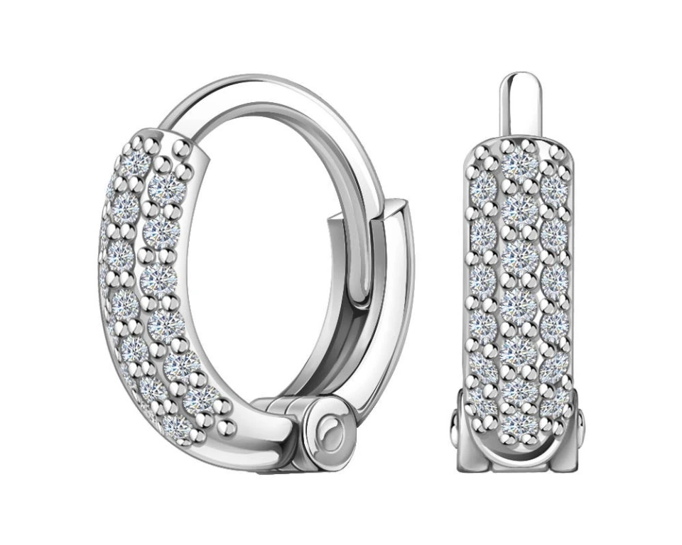 Серьги-конго из серебра с фианитами