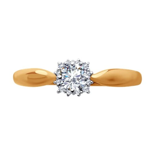 Кольцо из красного золота с фианитами