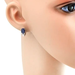 Серьги из серебра с корундами и цирконами