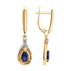 Серьги из серебра с корундами и фианитами