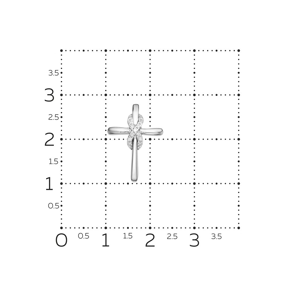 Декоративный крестик из белого золота с бриллиантами