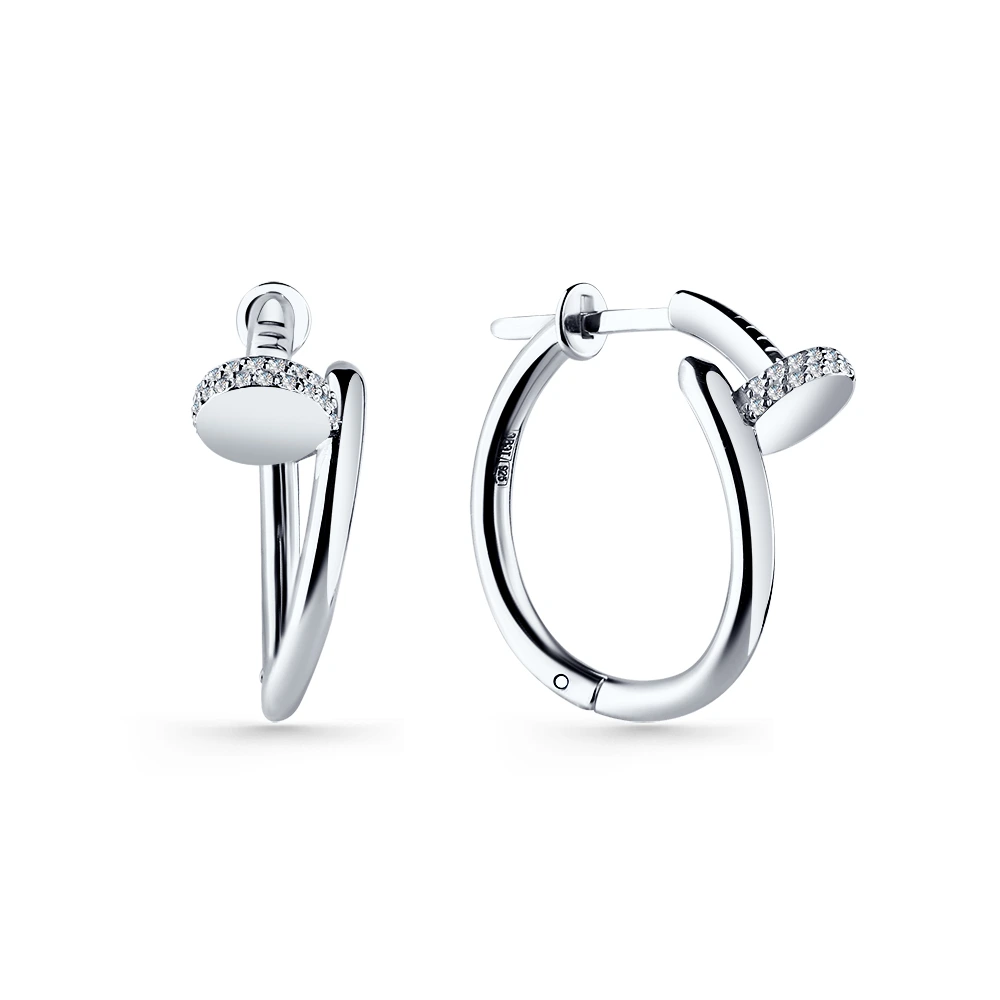 Серьги из серебра с фианитами