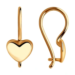 Серьги «Сердечки» из красного золота 585 пробы