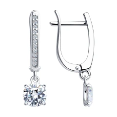 Серьги из серебра с фианитами