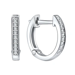 Серьги конго из серебра с фианитами