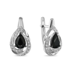 Серьги из белого золота с бриллиантами и сапфирами