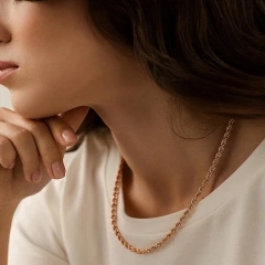Цепь из красного золота 585, плетение «Корда»