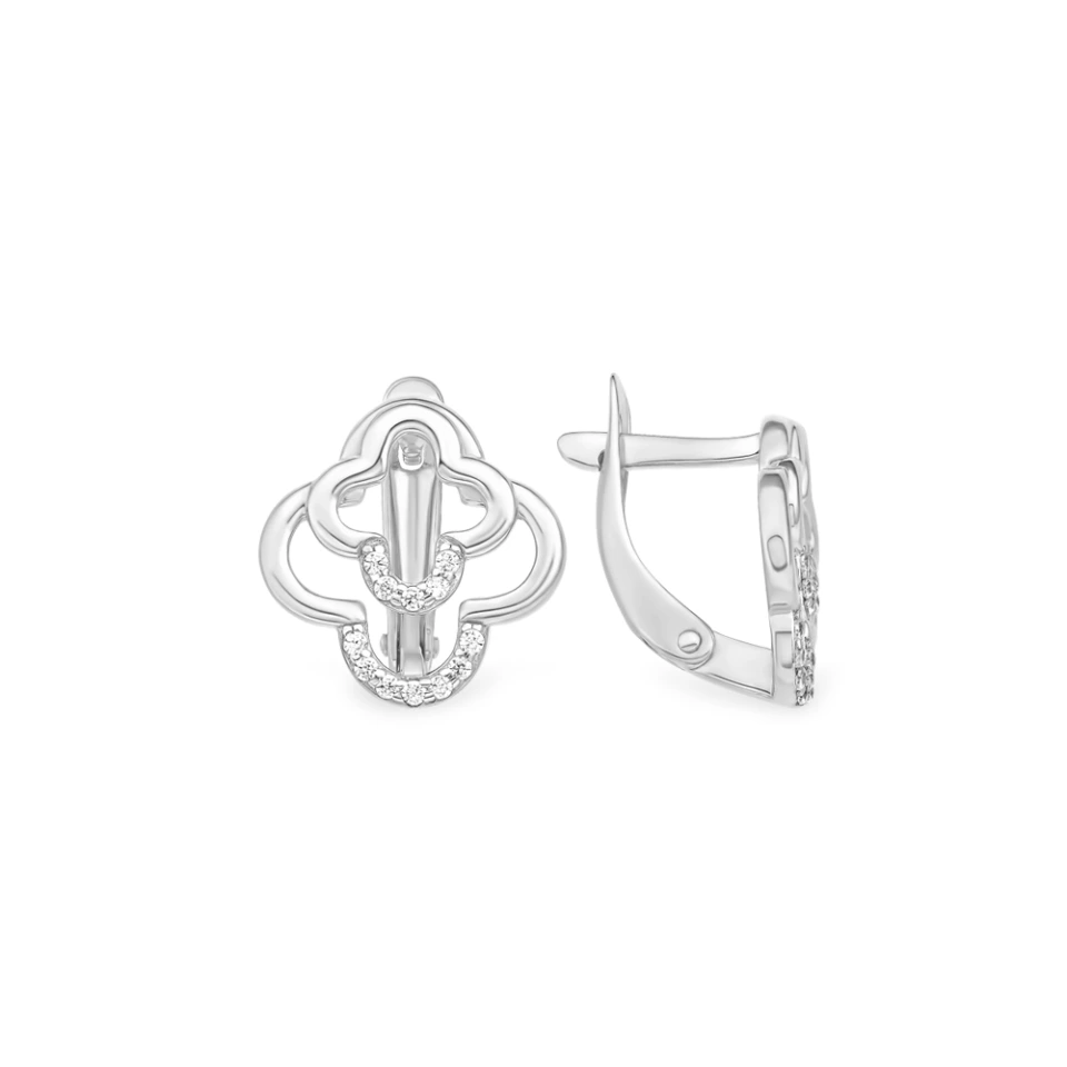 Серьги из серебра с фианитами