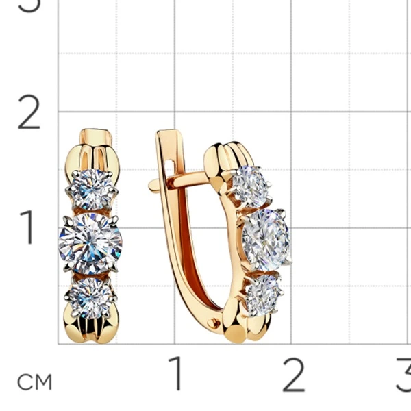 Серьги из красного золота с фианитами
