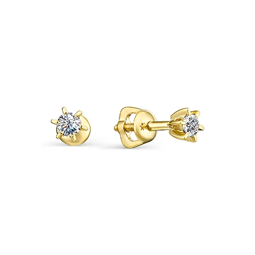 Серьги пусеты из золота с бриллиантами