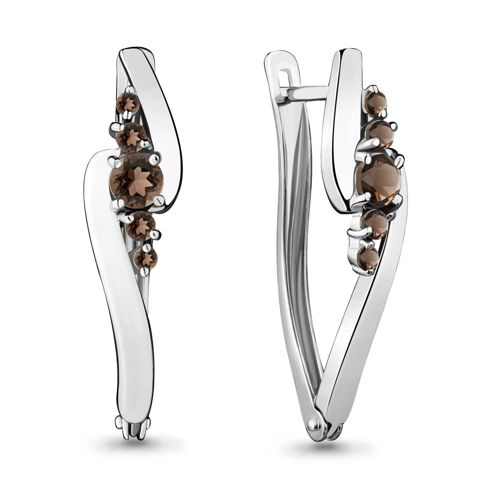 Серьги из серебра с дымчатым кварцем