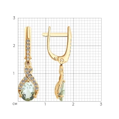 Серьги из красного золота с празиолитом и фианитами