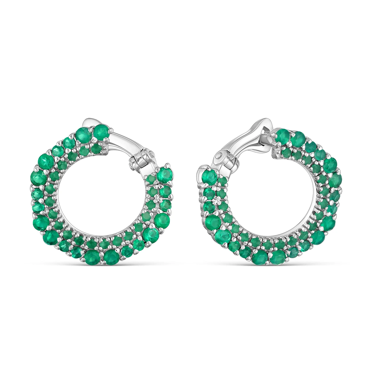 Серьги из серебра с агатом и фианитами