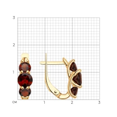 Серьги из красного золота с гранатами