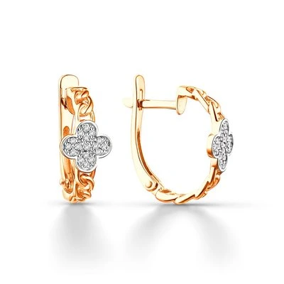 Серьги из красного золота с фианитами
