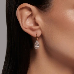 Серьги из красного золота с горным хрусталем и фианитами