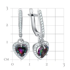 Серьги из серебра с фианитами и кварцем