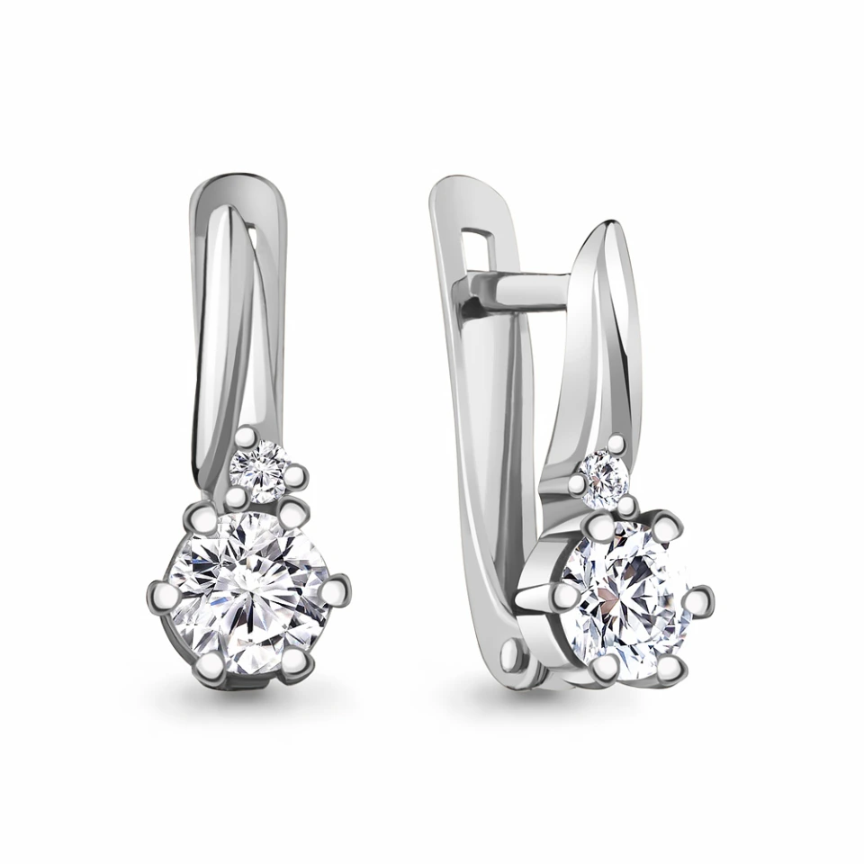 Серьги из серебра с фианитами
