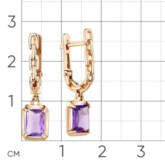 Серьги из красного золота с аметистами