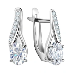 Серьги из серебра с фианитами