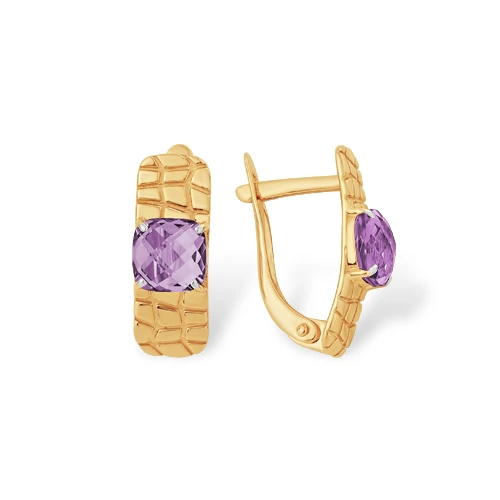Серьги из красного золота с аметистами