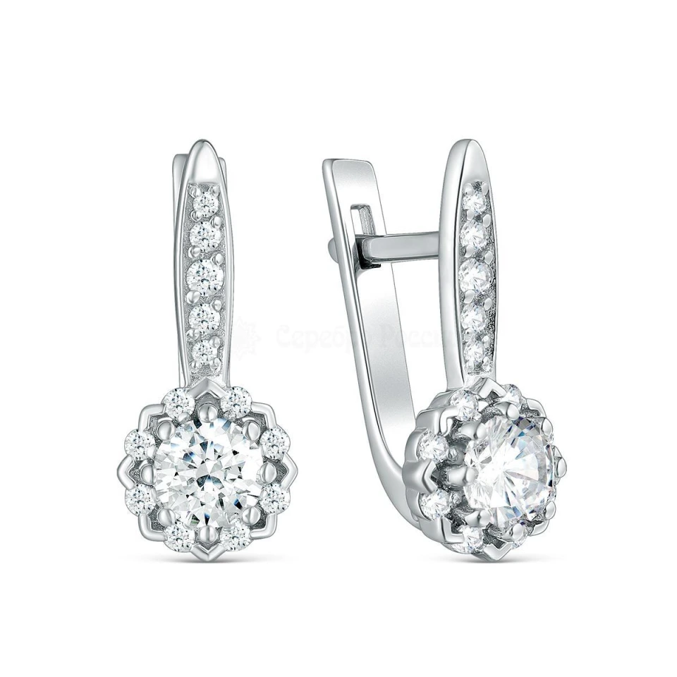 Серьги из серебра с фианитами