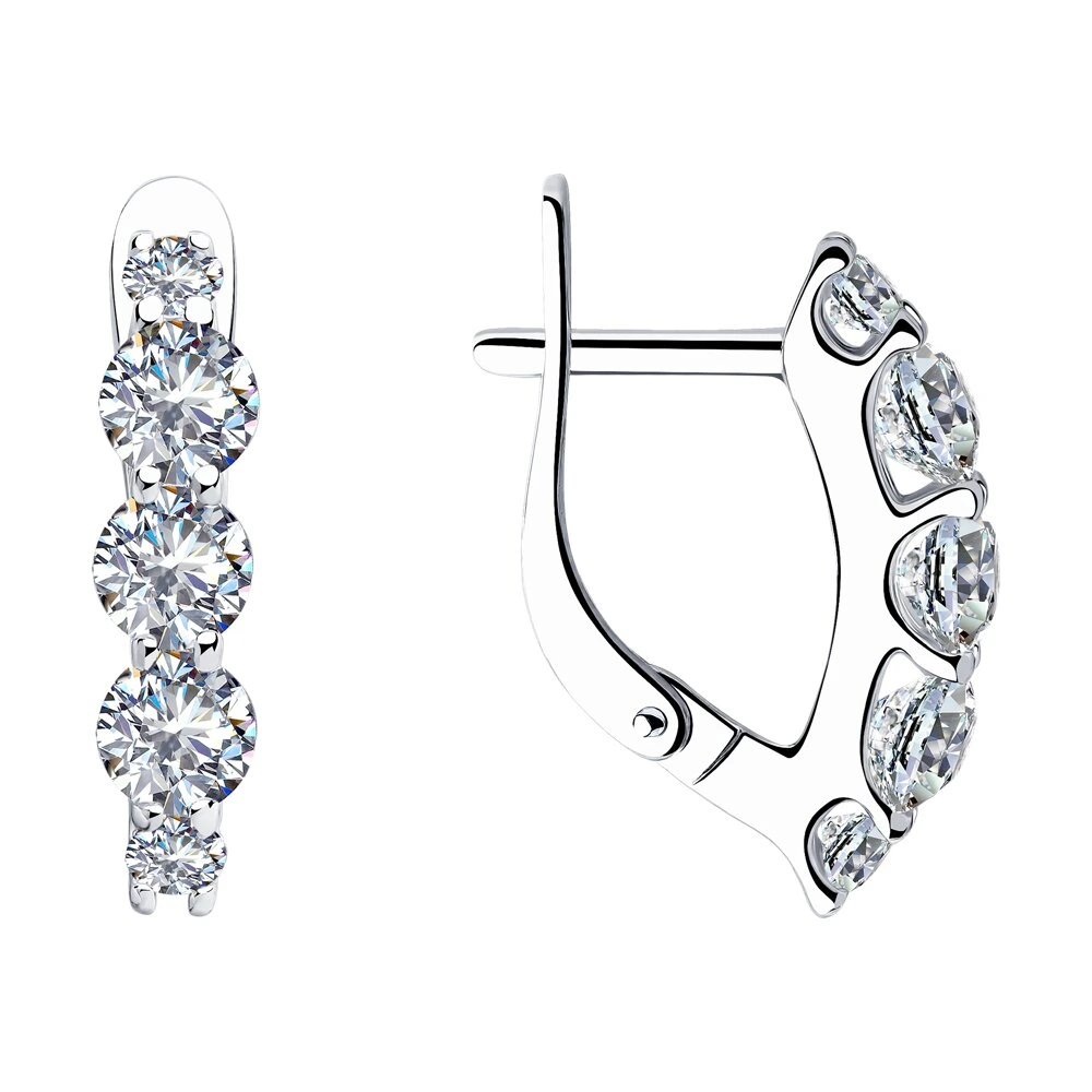 Серьги из серебра с фианитами