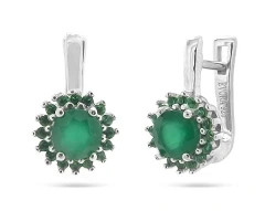Серьги из серебра с агатом и цирконием