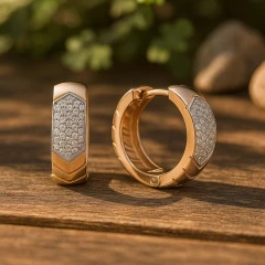 Серьги конго из красного золота с фианитами
