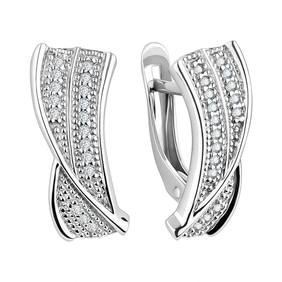 Серьги из серебра с фианитами