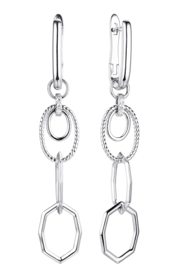 Серьги из серебра с фианитами