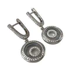 Серьги из серебра с цирконом и стеклом