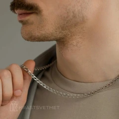 Цепь из серебра 925, плетение «Ромб двойной»