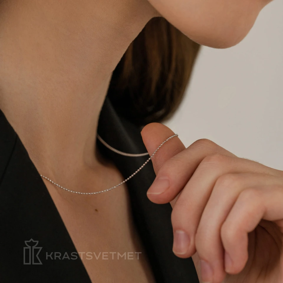 Цепь из белого золота 585, плетение «Перлина»