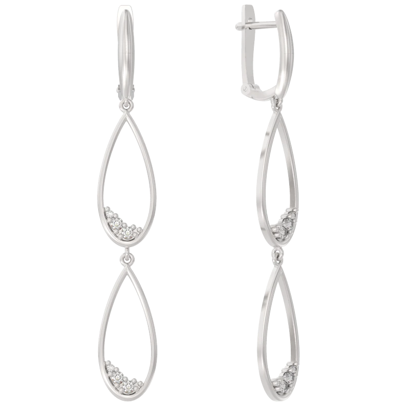 Серьги из серебра с фианитами
