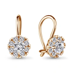 Серьги из красного золота 585 пробы с фианитами