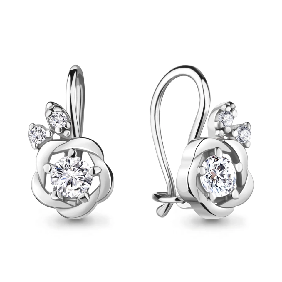 Серьги из серебра с фианитами