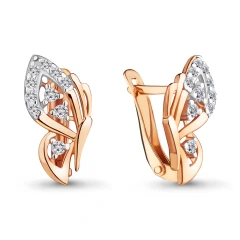 Серьги из красного золота 585 пробы с фианитами