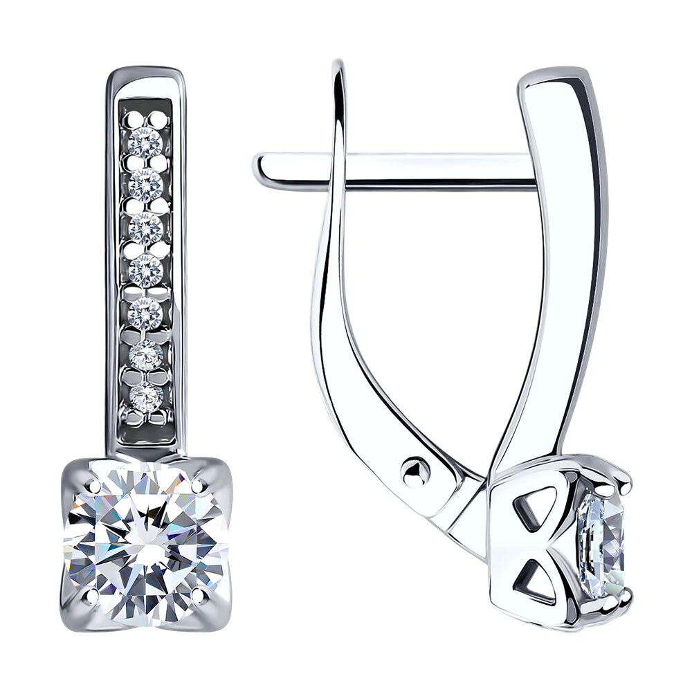Серьги из серебра с фианитами