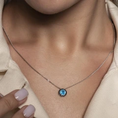 Подвеска из серебра с кварцем и фианитами