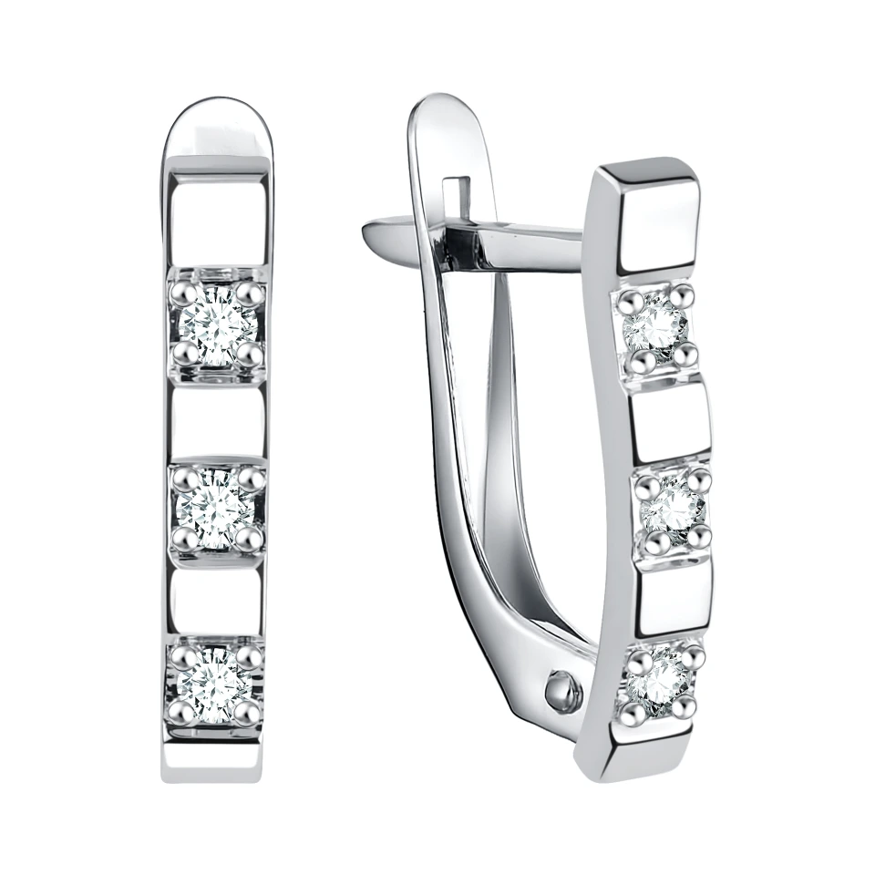Серьги из серебра с фианитами