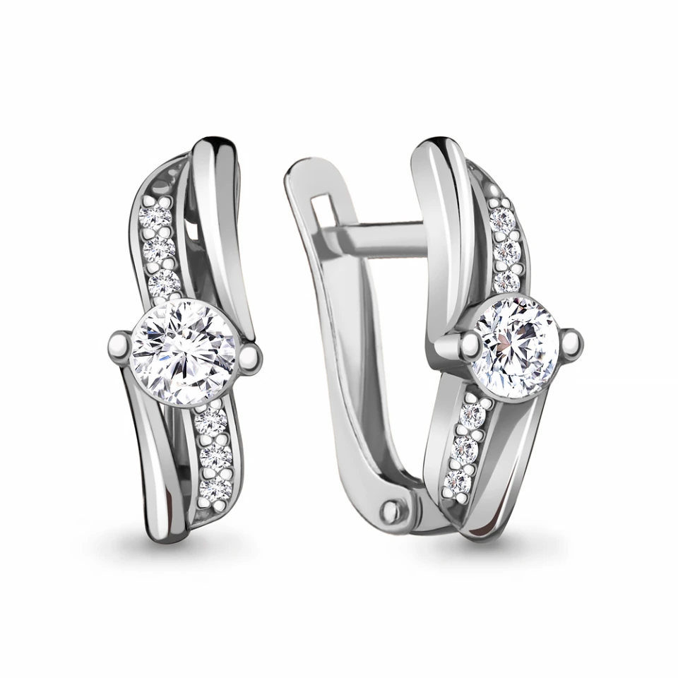 Серьги из серебра с фианитами
