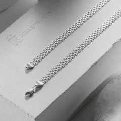 Цепь из серебра 925, плетение «Бисмарк двойной»