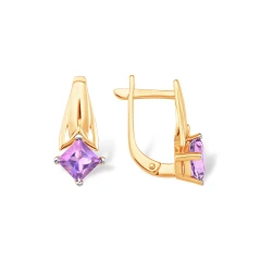 Серьги из красного золота с аметистами