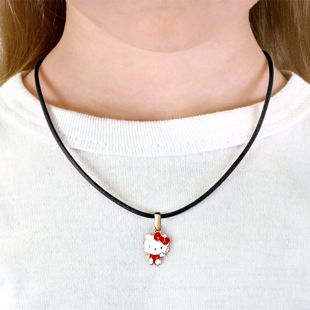 Подвеска «Hello Kitty» из красного золота 585 пробы с эмалью