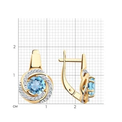Серьги из красного золота с топазами и фианитами