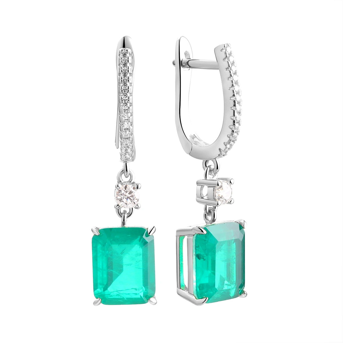 Серьги из серебра с ситаллом и фианитами